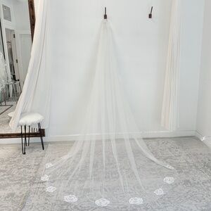 Romantic Rose-Trimmed Cathedral Veil